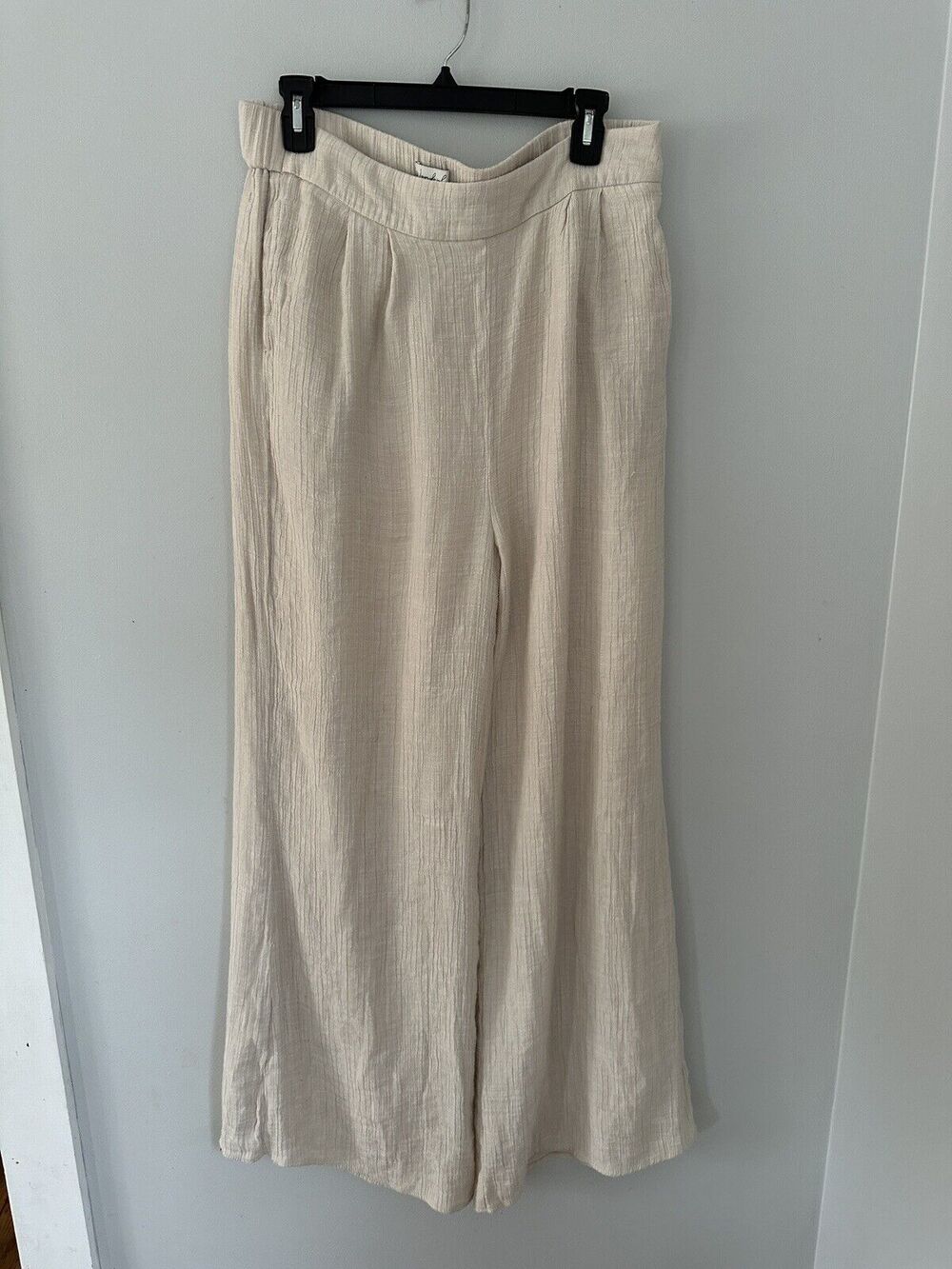 Wonderly Womens sz XL Wide Leg ,Pockets ,Gauzy ,Lounge Beach pant Boho Off White